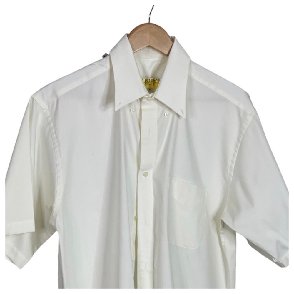 Mens Off White Short Sleeve Button Down Shirt - Picture 3 of 6